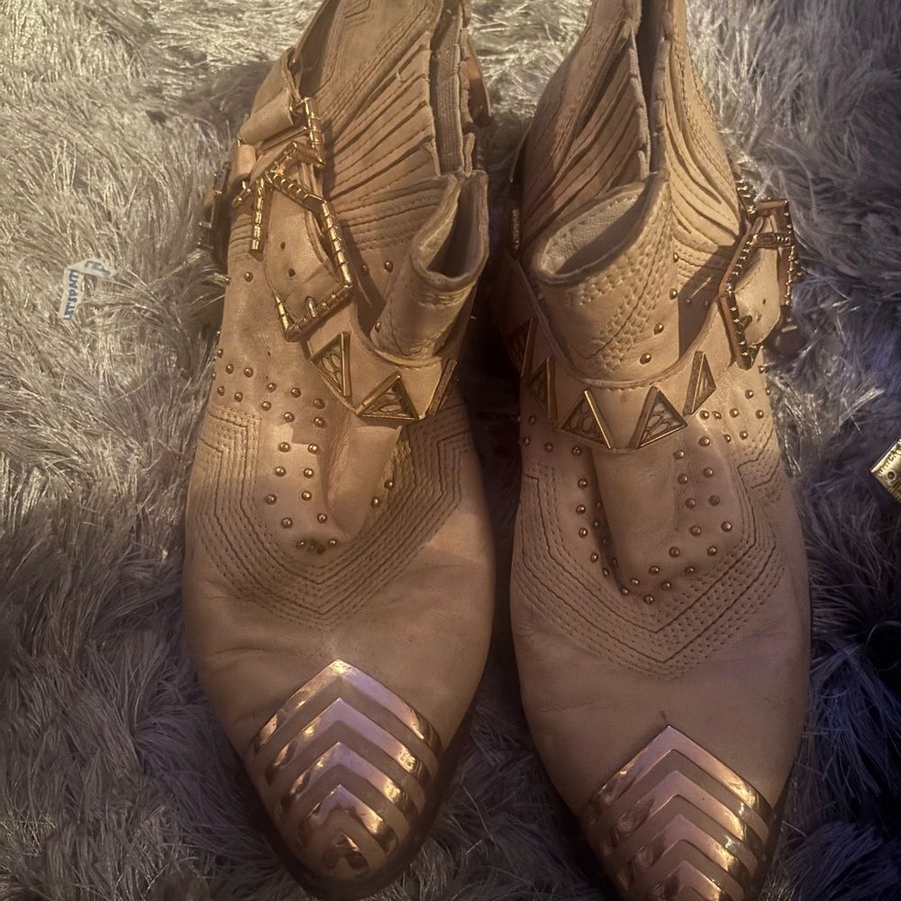 Ivy Kirzhner Santa Fe western ankle boots logo calf high shoes cowboy heels
